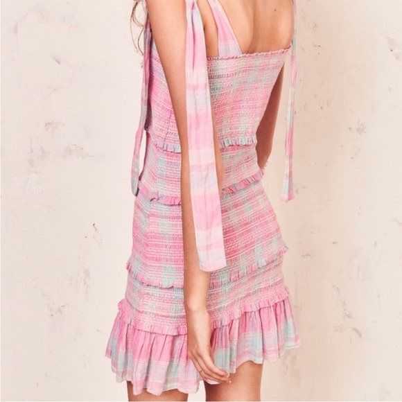 ▶️ Love Shack Fancy ◀️ Pink Plaid Belle Smocked Dress XS - Picture 7 of 14